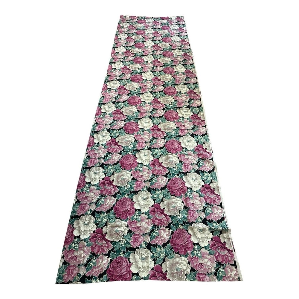 Vtg Kessler Concord Fabric Cottagecore Quilt Rose Holly Christmas 4.2 Yd 1980s